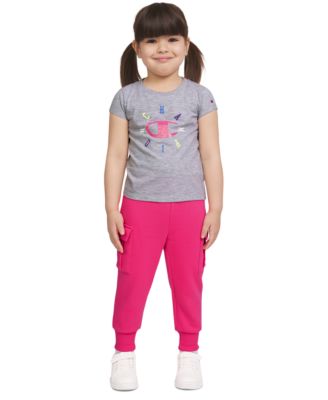 Champion - Toddler Girls Logo Graphic T-Shirt & Jogger Pants, 2 Piece Set