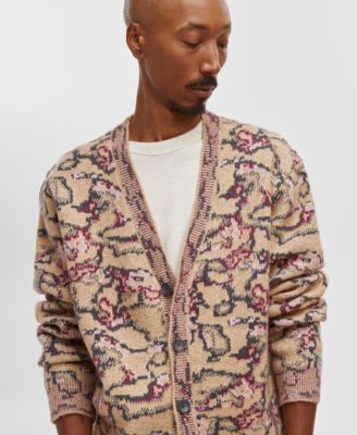 Mode of One - Men's Relaxed-Fit Abstract Jacquard Cardigan