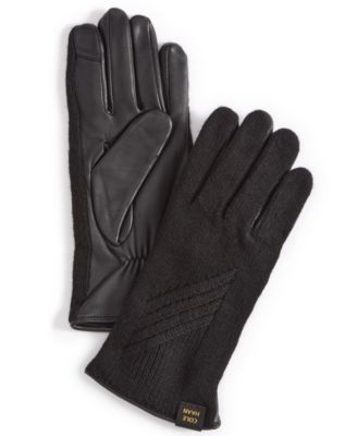 Cole Haan - Women's Rib-Knit Leather-Palm Gloves