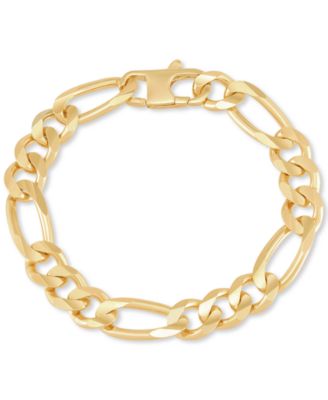 Italian Silver - Men's Figaro Link Chain Bracelet in 18K Gold-Plated Sterling Silver