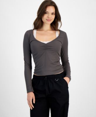 Hippie Rose - Juniors' Two-Piece Long-Sleeve Ribbed Top