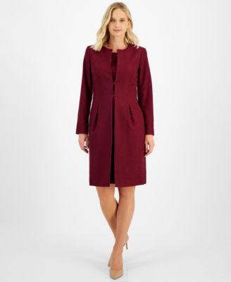 Le Suit - Petite Long Collarless Jacket Dress Suit