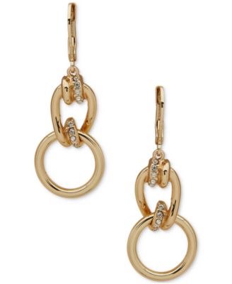 Anne Klein - Gold-Tone Pav&eacute; Link Double Drop Earrings