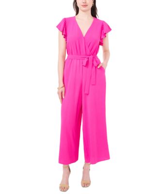 Vince Camuto - Women's Tie-Waist Flutter-Sleeve V-Neck Jumpsuit