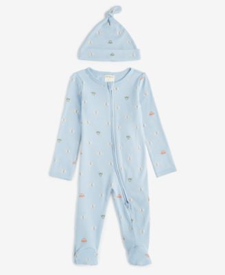First Impressions - Baby Boys Travel Cotton Hat & Footed Coverall, 2 Piece Set