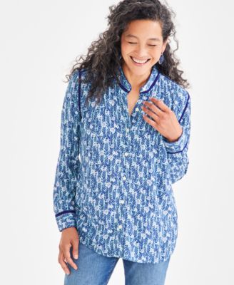 Style & Co - Women's Lace-Inset Button-Front Blouse