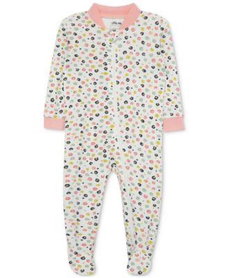 Little Me - Baby Girls Leopard-Print Zip-Front Footed Pajamas