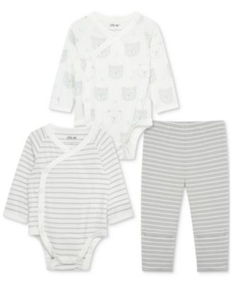 Little Me - Baby Bears Bodysuits & Striped Pants, 3 Piece Set