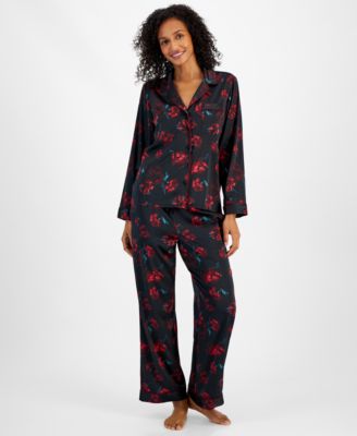 I.N.C. International Concepts - Women's 2-Pc. Piped-Trim Satin Pajamas Set