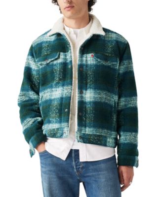 Levi's - Men's Fleece Lined Snap-Front Plaid Trucker Jacket