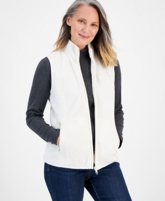 Style & Co - Women's Solid Zip-Front Polar Fleece Vest