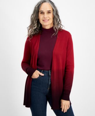 Style & Co - Petite Dip-Dyed Open-Front Cardigan Sweater