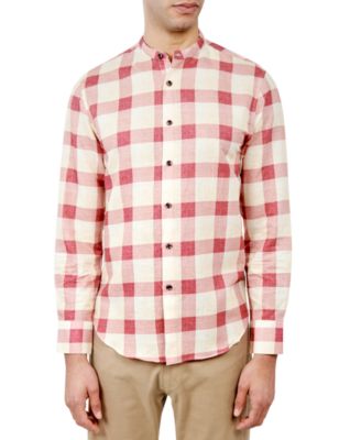 Brooklyn Brigade - Men's Nash Moisture-Wicking Check Button-Down Mandarin Shirt