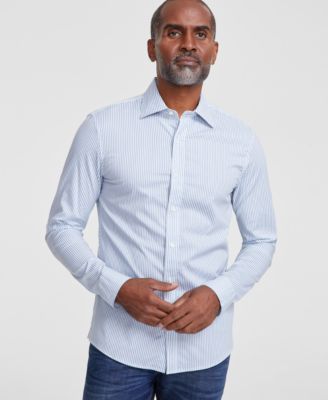 Michael Kors - Men's Slim-Fit Stretch Micro Stripe Long-Sleeve Button-Down Shirt