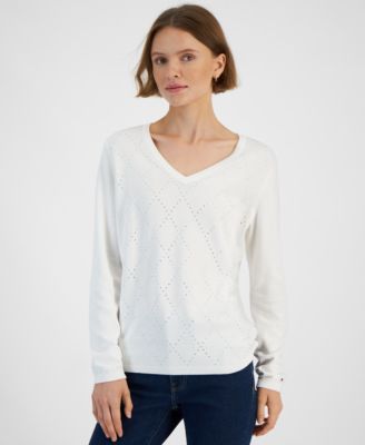 Tommy Hilfiger - Women's Rhinestone Argyle Sweater