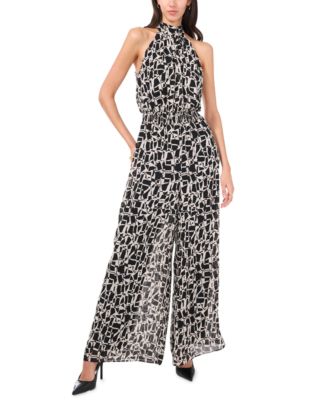 Vince Camuto - Women's Halter Smocked-Waist Jumpsuit