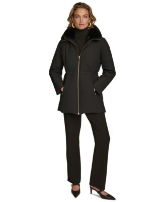 Donna Karan New York - Women's Faux-Fur-Collar Short Puffer Coat