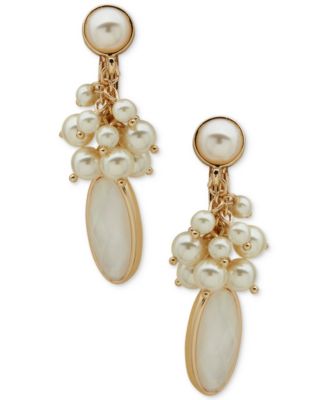 Anne Klein - Gold-Tone Imitation Pearl & Mother-of-Pearl Clip-On Drop Earrings