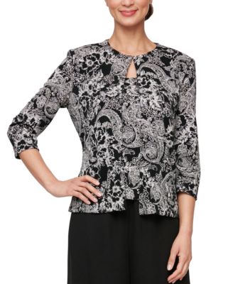 Alex Evenings - Petite Printed Shell & 3/4-Sleeve Jacket Set