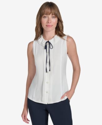 Tommy Hilfiger - Women's Sleeveless Tie-Neck Blouse