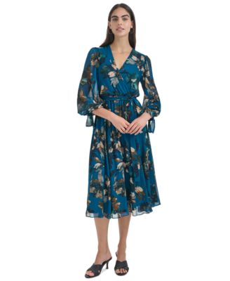 Calvin Klein - Women's Printed Long-Sleeve A-Line Dress