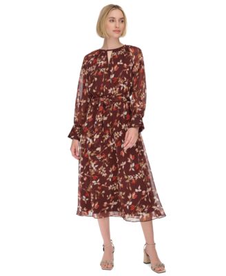 Calvin Klein - Women's Printed Round-Neck Midi Dress