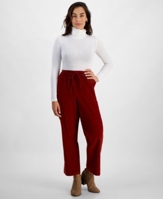 Style & Co - Petite Solid Pull-On Cotton Drawstring Pants