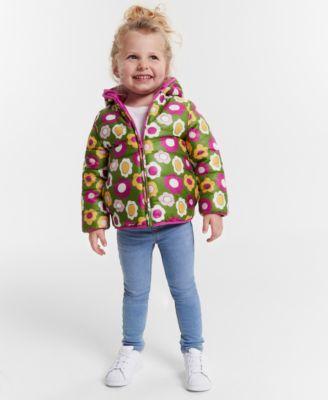 Epic Threads - Toddler Girls Wonky Floral-Print Reversible Puffer Jacket