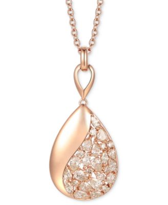 Le Vian - Nude Diamond Teardrop Mixed Cut Cluster Adjustable 20" Pendant Necklace (1-1/4 ct. t.w.) in 14k Rose Gold