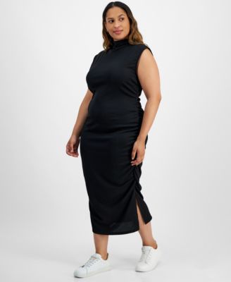 Almost Famous - Trendy Plus Size Ruched-Side Mock-Neck Dress