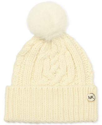 Michael Kors - Soft Knit Tangled Aran Cuff Pom Beanie