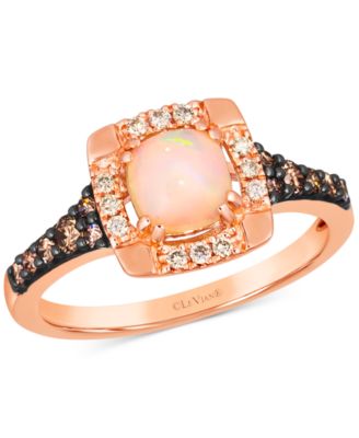 Le Vian - Neopolitan Opal (1/2 ct. t.w.) & Diamond (1/3 ct. t.w.) Halo Ring in 14k Rose Gold