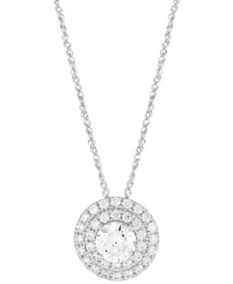 Grown With Love - Lab Grown Diamond Double Halo Pendant Necklace (1-1/2 ct. t.w.) in 14k Gold, 16" + 2" extender