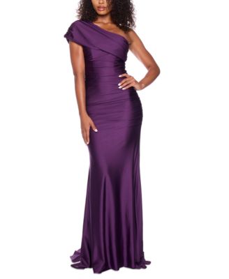B Darlin - Juniors' One-Shoulder Draped Floor-Sweeping Gown