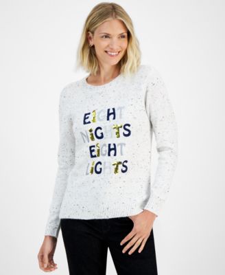 Holiday Lane - Women's Eight Nights Sequined Crewneck Sweater