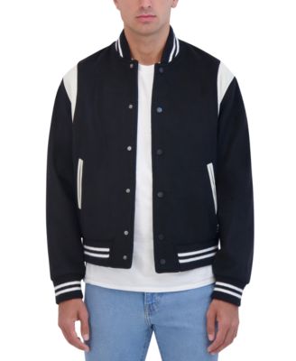 Hudson - Men's Varsity Jacket with Faux Leather Trim