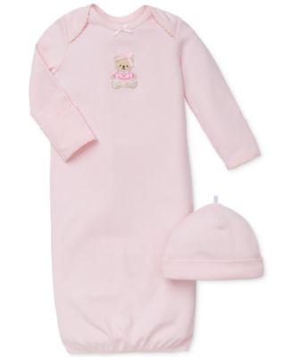 Little Me - Baby Girls' 2-Piece Sweet Bear Hat & Gown Set
