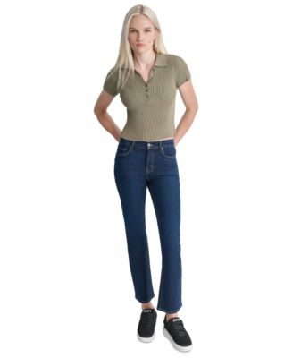DKNY Jeans - Petite Short-Sleeve Ribbed Polo Shirt