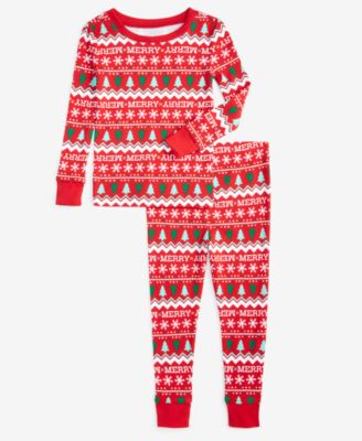 Holiday Lane - Toddler 2-Pc. Cotton Snug-Fit Merry Mix It Pajamas Set