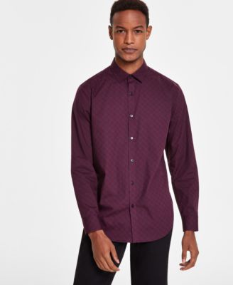Alfani - Men's Stretch Zen Garden Print Long-Sleeve Button-Down Shirt