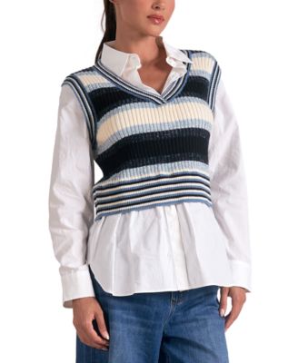 Elan - Women's Layered-Look Vest Shirt