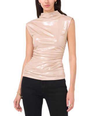 Vince Camuto - Women's Mock-Neck Ruched Sleeveless Top
