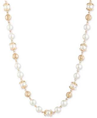 Marchesa - Gold-Tone Imitation Pearl Filigree Collar Necklace