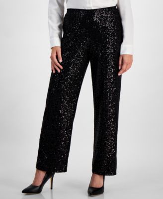 JM Collection - Petite Sequin Pull-On Pants