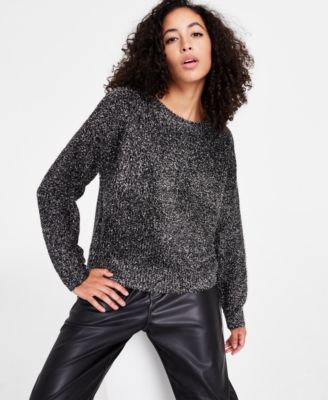 Bar III - Women's Eyelash Long-Sleeve Crewneck Sweater