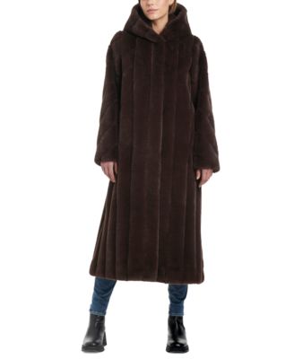 Jones New York - Women's Hooded Faux-Fur Maxi Coat