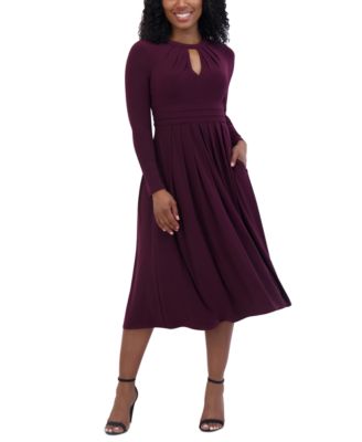 Jessica Howard - Petite Ruched Keyhole Midi Dress