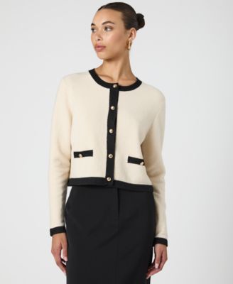 French Connection - Women's Vhari Contrast-Trim Button-Up Cardigan Sweater