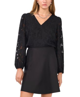 1.STATE - Women's V-Neck Balloon-Sleeve Blouse