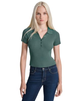 DKNY Jeans - Women's Short-Sleeve Ribbed Knit Polo Shirt